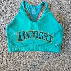 Varsity Spirit UCF Knights Cheer Top Crop Sports Bra Green Medium Rhinestones